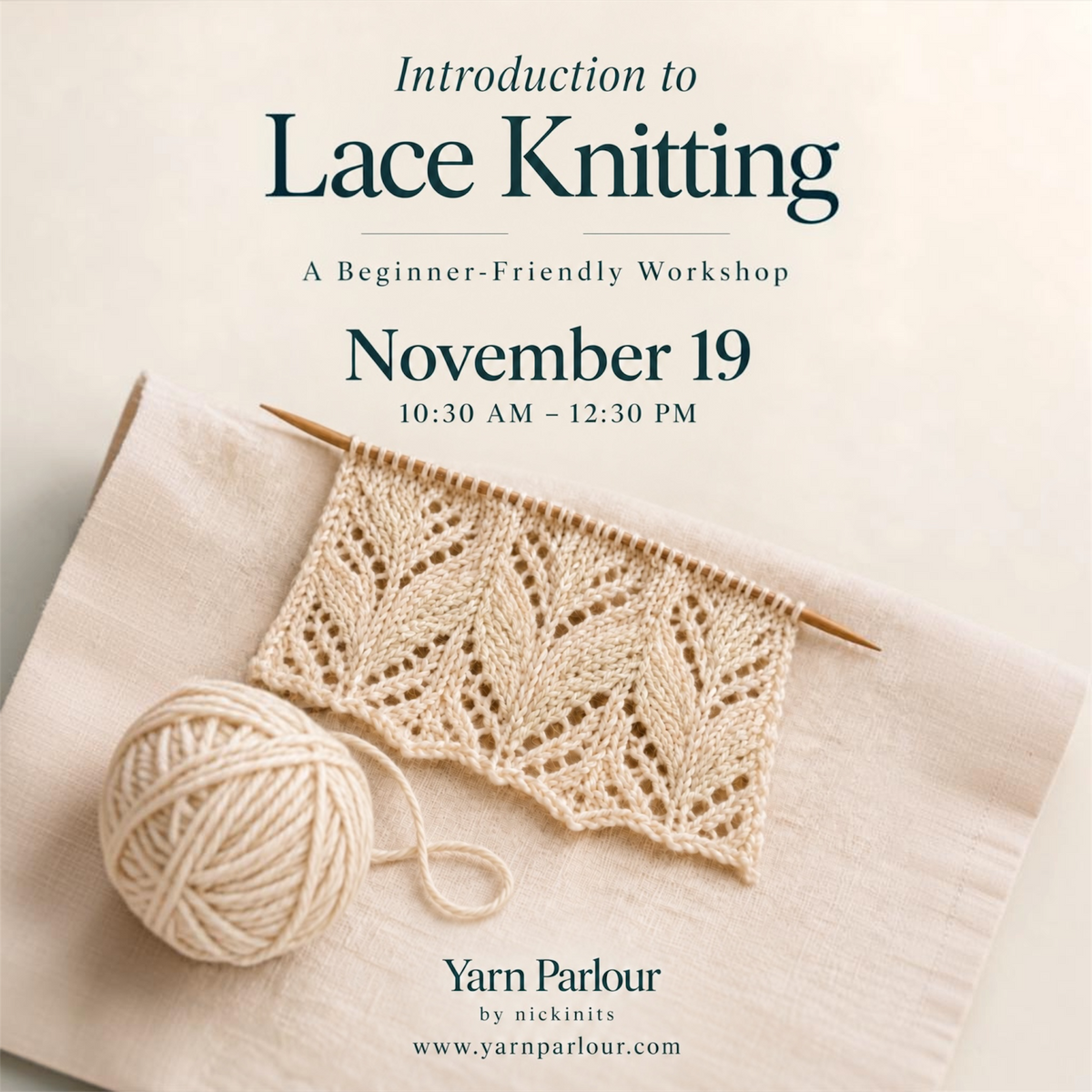 November 19 -Introduction to Lace Knitting