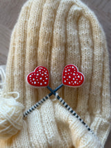 Red/White Heart Needle Stoppers